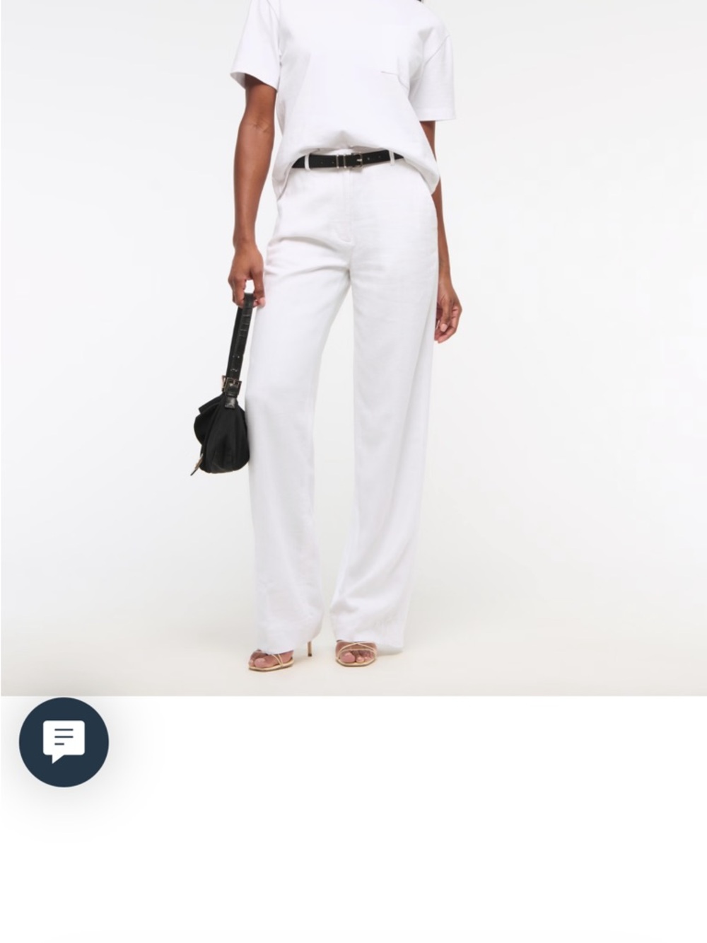 Abercrombie & Fitch Tailored Linen-Blend Wide Leg Pant White 37L/22L